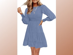 Long-Sleeved Blue Dress