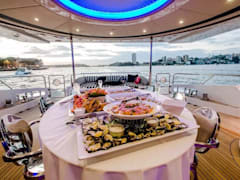 Private dinner on a yacht in the harbour