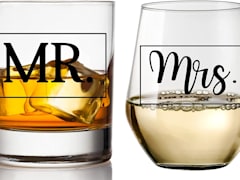 Mr and Mrs Whiskey and Wine Glass Gift Set