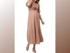 Camille Tie Front Dress in Clay Brown