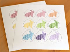 Easter-themed memory game with index cards and Easter stickers