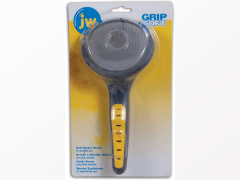 JW Pet Gripsoft Dog Soft Pin Slicker Brush with Non-Slip Rubber Grip (Angled Stainless Steel Tines),Assorted Colors,8 Inch,65002