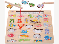 Magnetic Wooden Fishing Game Toy for Toddlers, Alphabet Fish Catching Games  Puzzle with Letters, Preschool Learning ABC Educational Toys for 3 4 5 6  Years Old Girl Boy Kids - Best fish