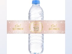 Pink Sweet 16 Water Bottle Labels