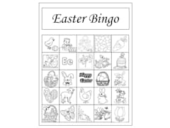 Easter-themed bingo with Easter-related images and words