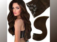 Easyouth Dark Brown Clip in Hair Extensions Real Human Hair Brown Clip in Hair Extensions Invisible Clip in Extensions Natural Remy Hair 22 Inch 120g/7pcs