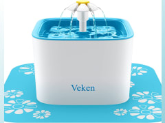 Veken Pet Fountain, 84oz/2.5L Automatic Cat Water Fountain Dog Water Dispenser with 3 Replacement Filters & 1 Silicone Mat for Cats, Dogs, Multiple Pets, Blue