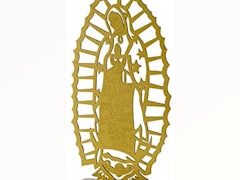 Lady Guadalupe Virgin Mary Glitter Wood Silver Gold