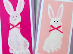Make Easter bunny footprints with paint and paper