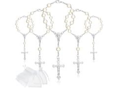 Faux Plated Pearl Christening Rosary Beads