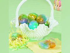 Make Easter-themed slime with glitter and plastic eggs