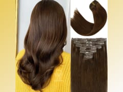 Lacer Hair Extensions Clip In Real Human Hair Extensions 140g 7 Pieces Silky Straight Weft Remy Human Hair Clip in Hair Extensions Chocolate Brown #4 20 Inch