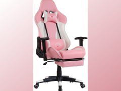 Acmate Girl Gaming Chair Massage Gaming Computer Chair with Footrest Reclining Home Office Chair Racing Style Gamer Chair High Back Gaming Desk Chair with Headrest and Lumbar Support