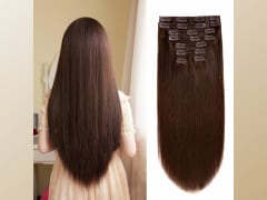 Human Hair Clip in Extensions,120g 8pcs Clip in Human Hair Extensions Straight Remy Hair Clip In Extensions #2 Dark Brown 22inch Long Real Hair Clip In Extensions