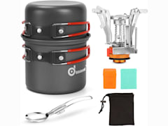 Camping Cookware Mess Kit with Lightweight Pot