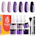 6 Colors Dip Powder Nail Kit Starter - Purple Glitter Nail Dipping Powder Kit for French Nail, No LED Nail Lamp Needed Manicure Kit Nail Art DIY Home Gift Box, 0.6 fl.Oz/Each