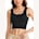 Ribbed Long Line Crop Sports Bra (Black)