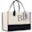 Premium Quality Personalized Gift Monogram Initial 100% Cotton Two Tone Chic Tote Bag with Customize Option - Black