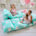 Pillow Bed Floor Lounger Cover (5 King Pillows Required) - Perfect Recliner Floor Pillow for Kids & Pillow Lounger for Reading Playing Games - Aqua Polka Dot, King