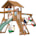 Northbridge Pack 4 Wooden Swing Set (Made in The USA) Ages 2 to 12 Years, Includes Climbing Wall for Kids, Playground Swings & Slide, Monkey Bars & Tire Swing, 22x12x11 ft