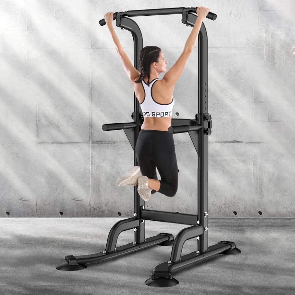 Power Tower Dip Station Pull Up Bar for Home Gym Adjustable Height Strength Training Workout Equipment