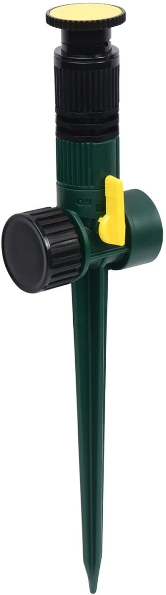 Multi Adjustable Lawn Sprinkler on a Spike with Integrated Flow