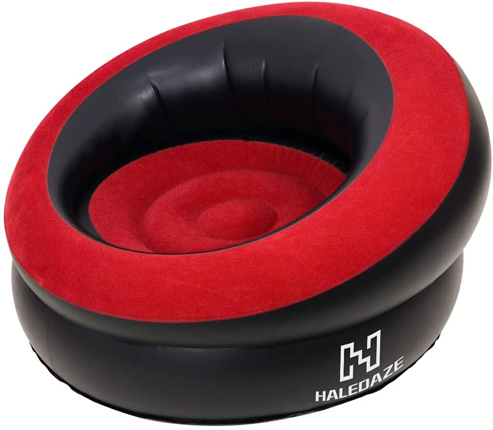 HALEDAZE Flocked Gaming Chair Sofa, Inflatable Sofa, Family Inflatable Lounge Chair, Graffiti Pattern Flocking Sofa, with Inflatable Foot Cushion, Suitable for Home Rest or Office Rest