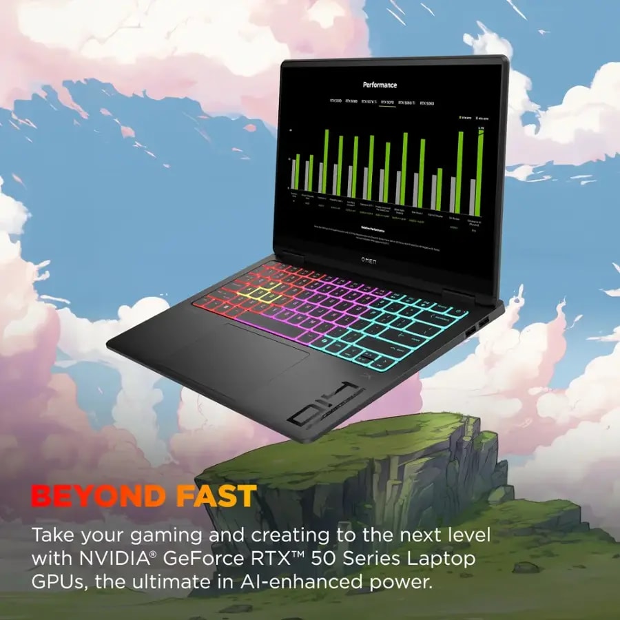 HP OMEN Transcend 14, Intel Ultra 7-255H, RTX 5050, 16 GB DDR5X-7467, 1 TB SSD, 3K 120 Hz OLED 500 nits 100% DCI-P3
