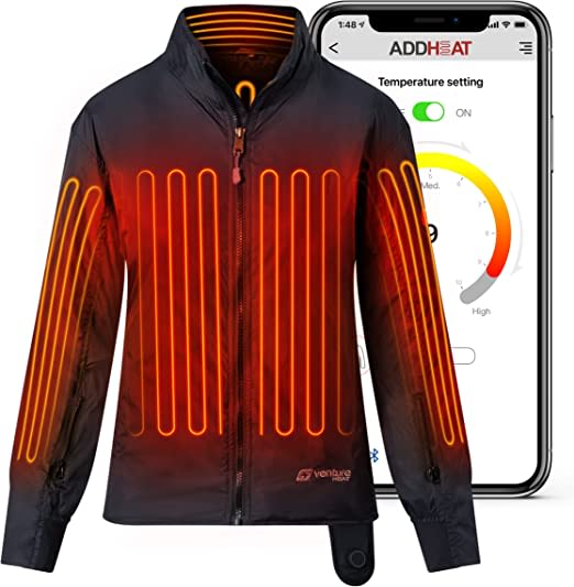 Venture Heat 12V Motorcycle Heated Jacket Liner with Bluetooth Control, 7 Heat Zone Protective Riding Gear - Women's