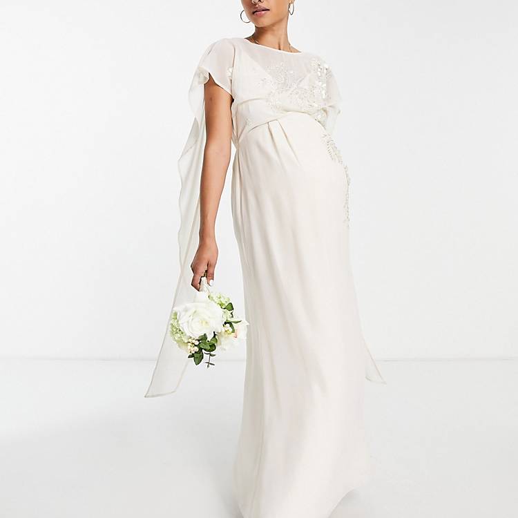 Bridal tie back embroidered maxi dress