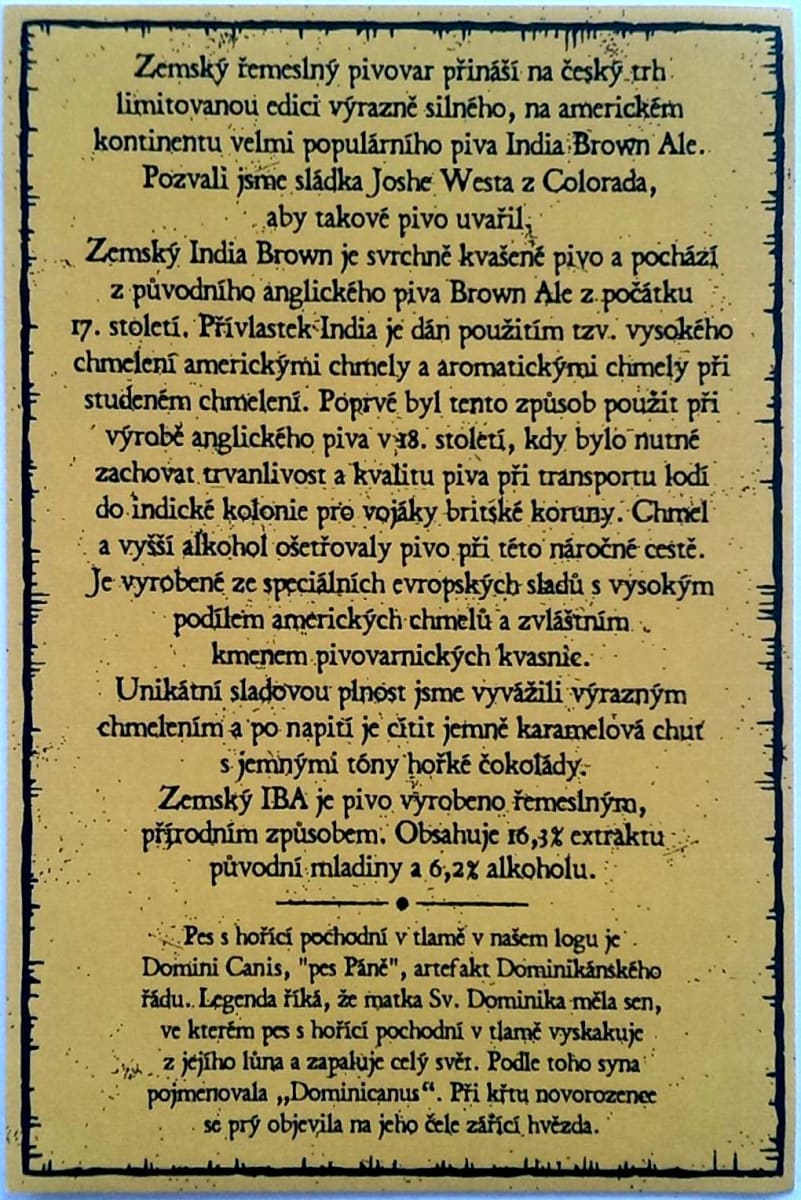 Zemsky India Brown Ale Etk.B