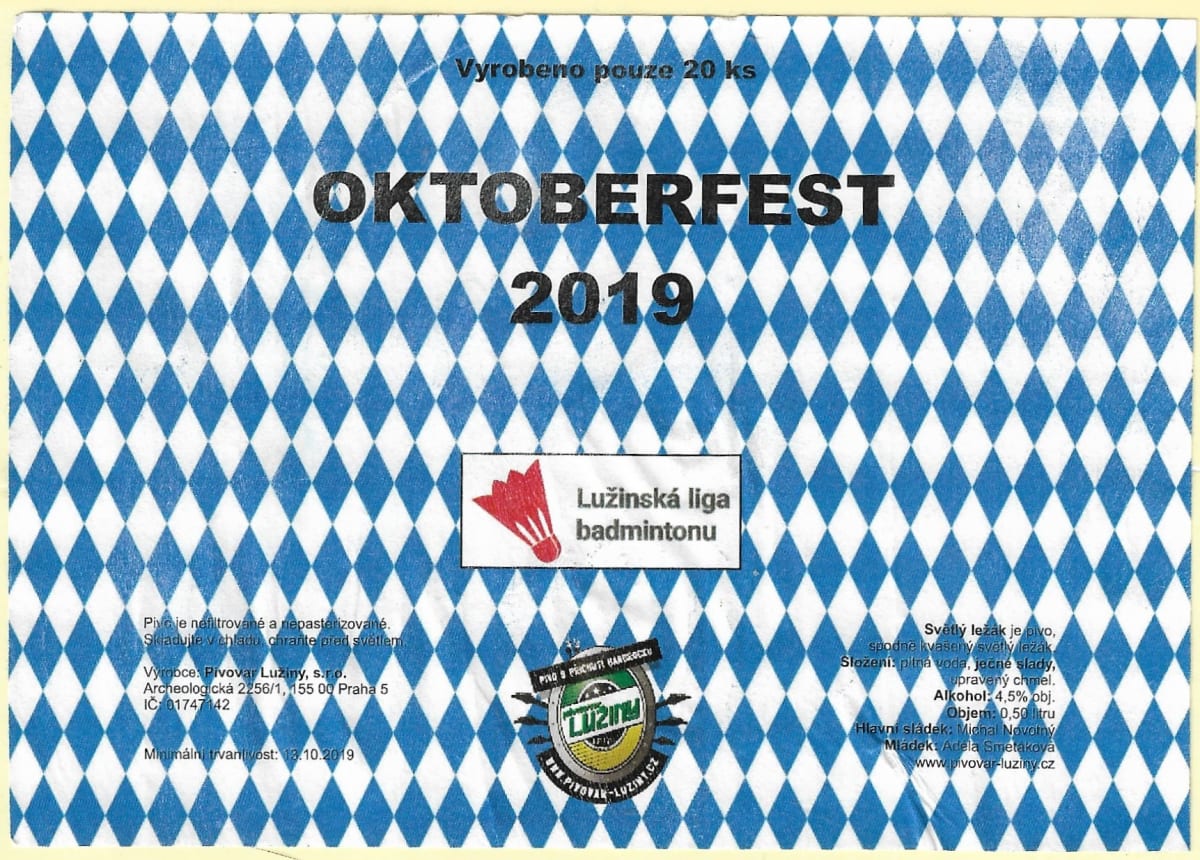 Lužinský ležák Lužinská liga badmintonu Oktoberfest 2019