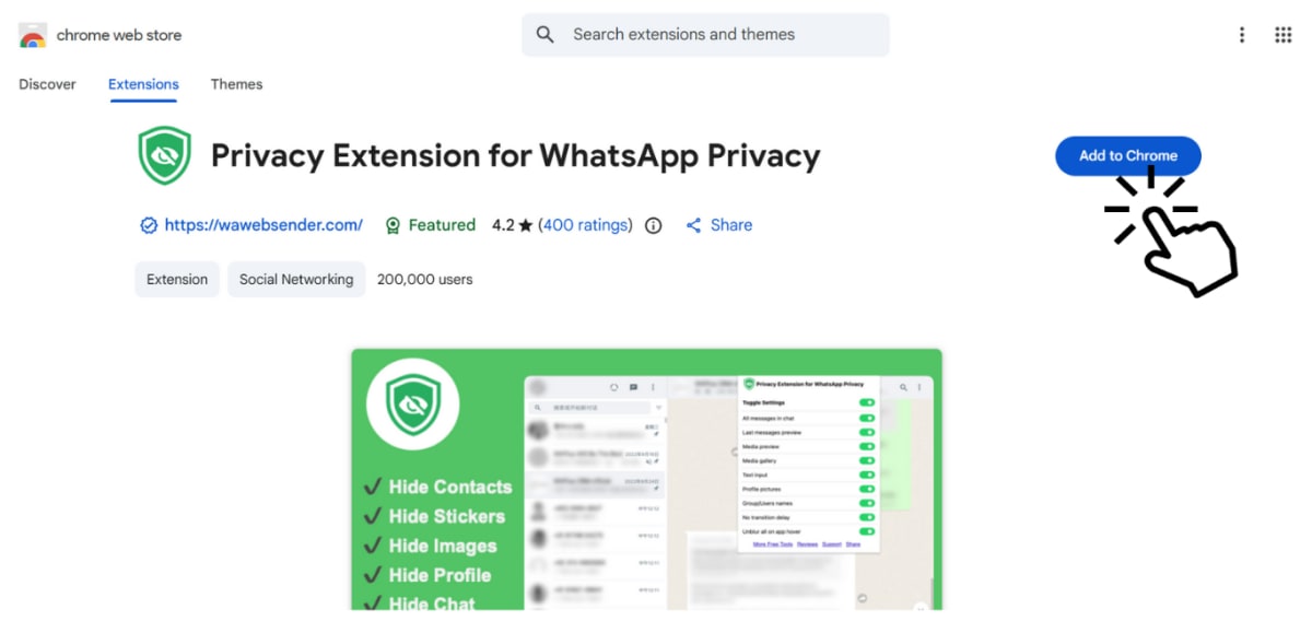 Privacy Extension for WhatsApp Web