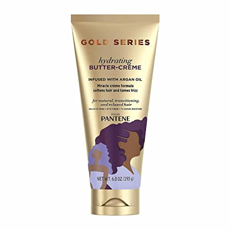 Gold Series, Butter Crème Hair Treatment, with Argan Oil, Sulfate Free, with Argan Oil, Intense Hydrating, from Pantene Pro-V, for Natural and Curly Textured Hair, 6.8 fl oz