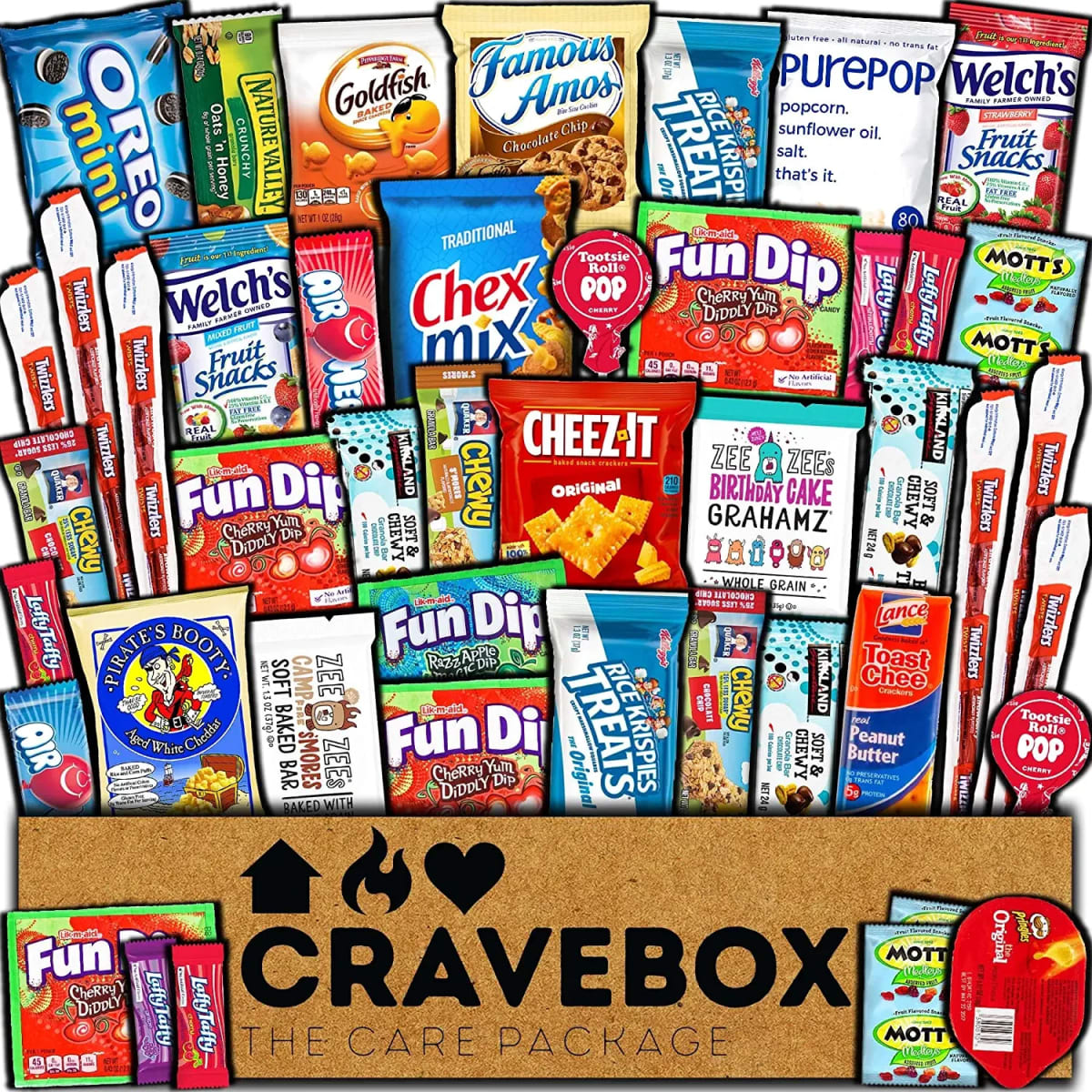 Snack Box Variety Pack Care Package (45 Count) Back to School Gift Basket Stuffers Kids Teens Grandchildren Men Women Adults Candy Food Cookies Chips Arrangement Mix College Student Sampler Office
