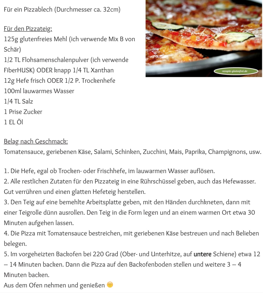 Pizza Glutenfrei