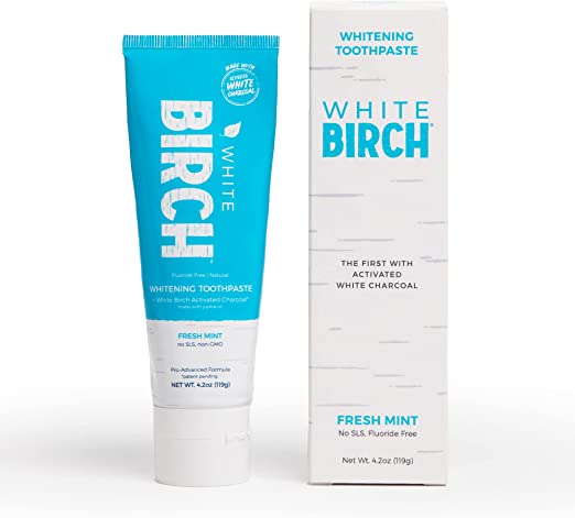 White Birch Activated White Charcoal Whitening Toothpaste- Professional Teeth Whitening Charcoal - Natural & Fluoride Free Oral Care (White Charcoal Toothpaste)