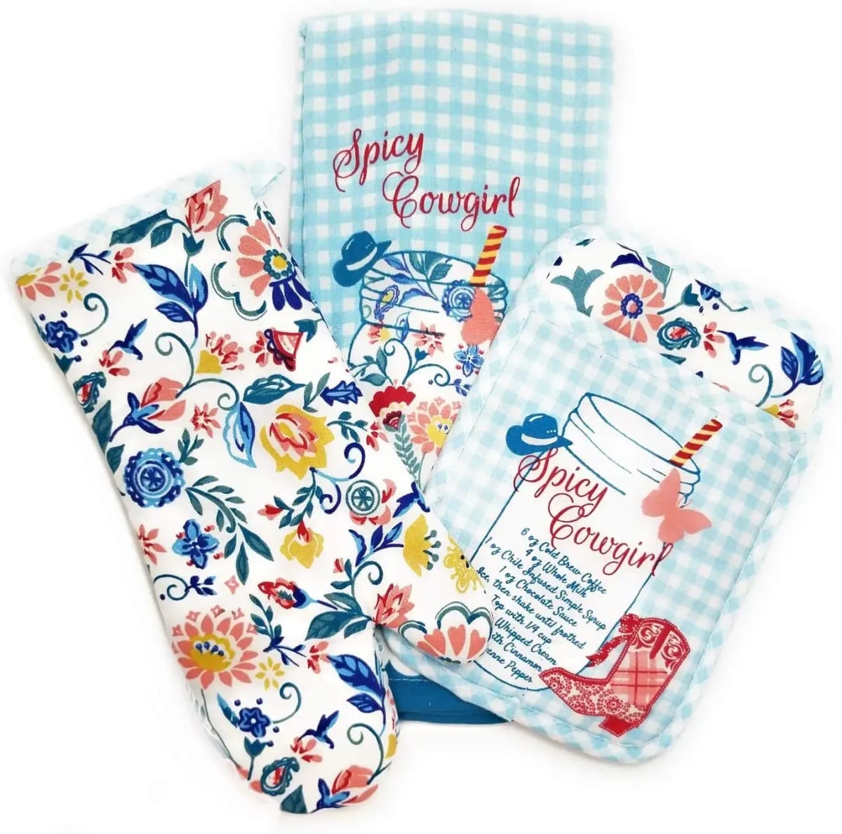Spicy Cowgirl Kitchen Towel Set-3 Pieces Including Oven Mitt