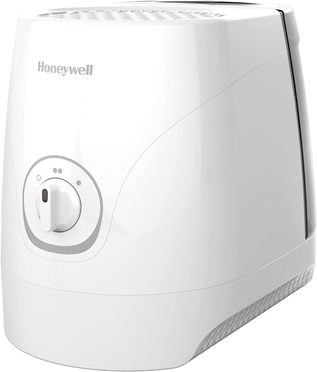 Cool Moisture Humidifier White Ultra Quiet with Auto Shut-Off, Variable Settings & Wicking Filter for Small to Medium Rooms, Bedroom, Baby Room