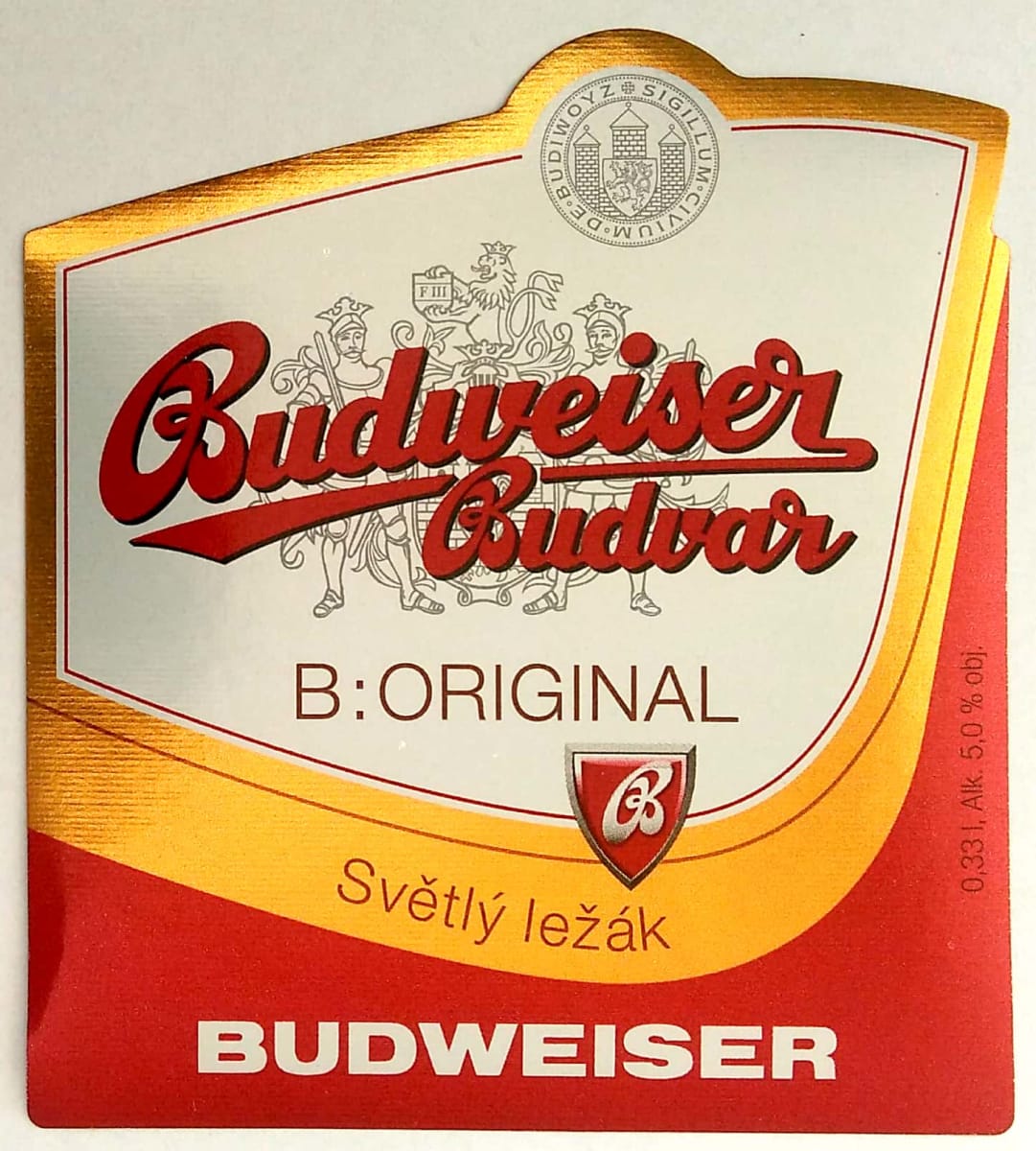Budweiser Budvar B ORIGINAL Světlý ležák 0,33l Budweiser Etk. A