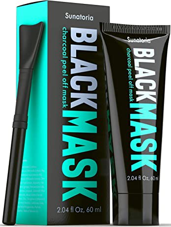 Blackhead Remover Mask - Activated Charcoal Peel Off Mask - for All Skin Types - Deep Cleansing Mask by Sunatoria - Black Face Mask with Brush - Blackhead Removal - Black Head Black Mask