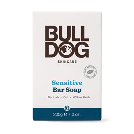 Bulldog Mens Skincare and Grooming Sensitive Skin, Fragrance-Free, Moisturizing Bar Soap Unscented, 7 Ounce