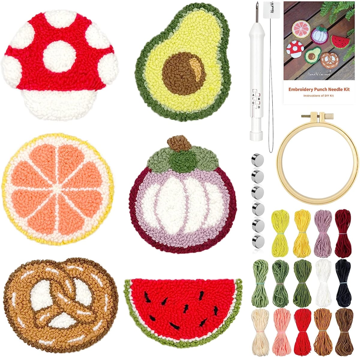Embroidery Punch Needle Food Series Refrigerator Magnets Set