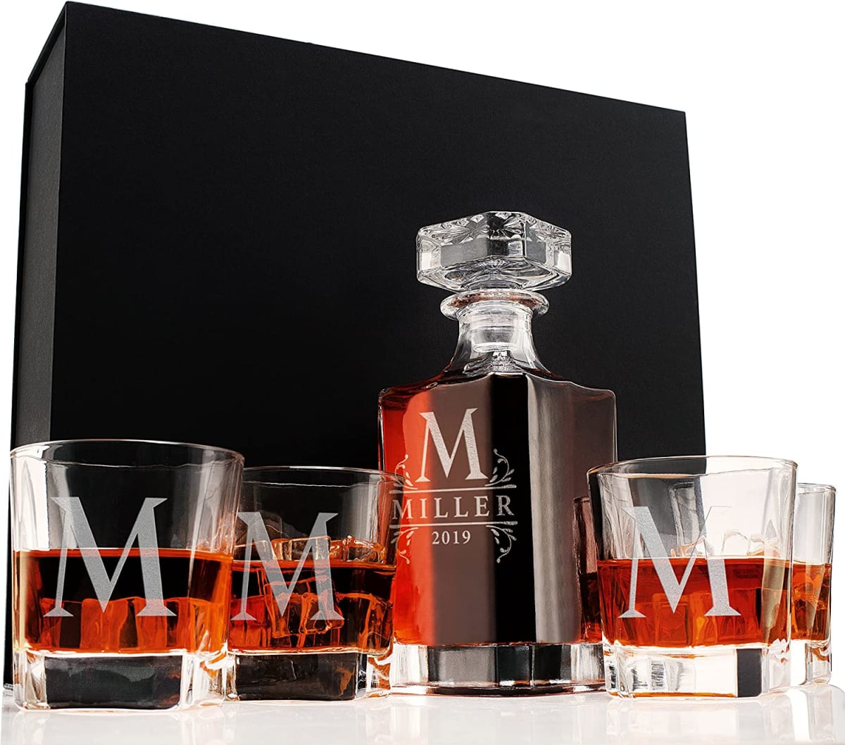 Personalized 5 pc Whiskey Decanter Set