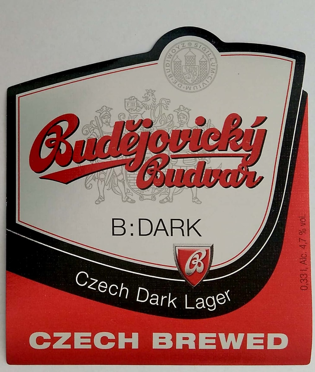 Budějovický Budvar B DARK Czech Dark Lager 0,33l Czech brewed světlejší Etk. A