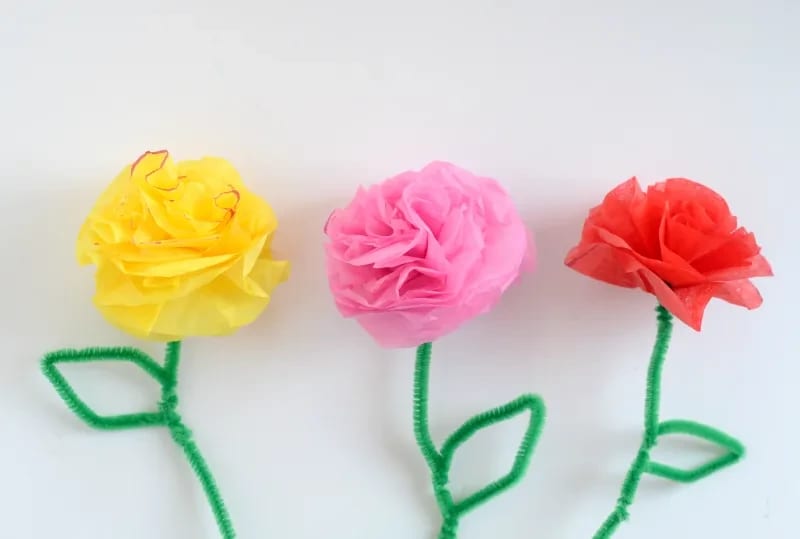 Make tissue paper flowers