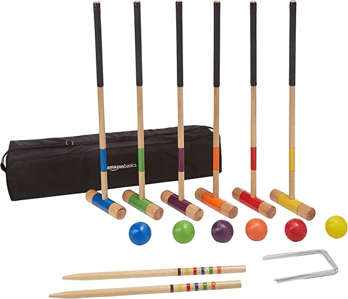 Amazon Basics Croquet Set with Carrying Case, 6-Player Set