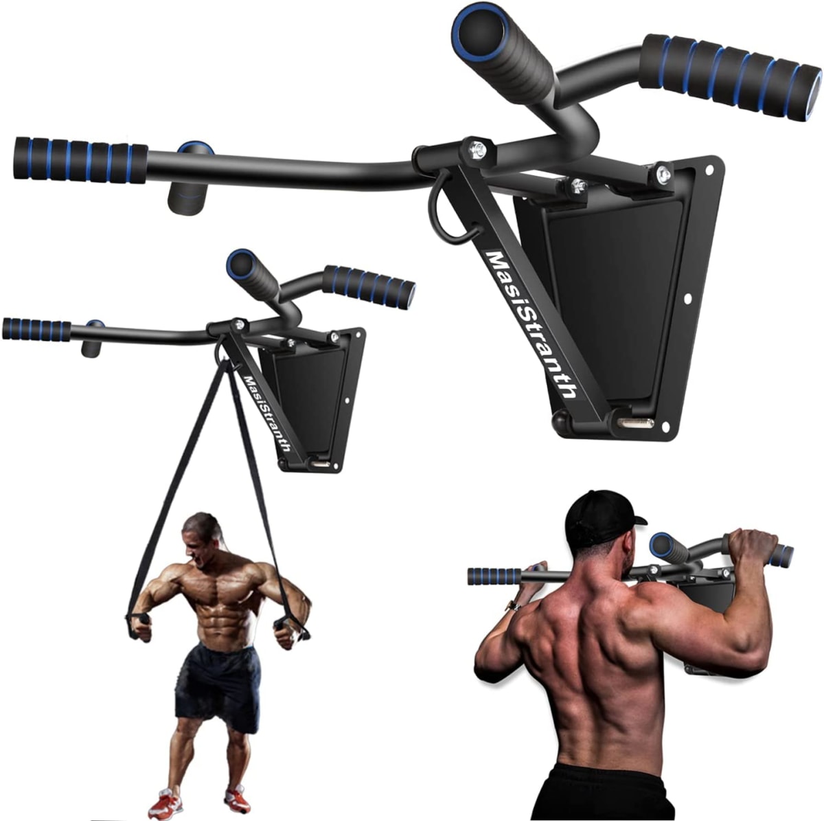 Multifunctional Wall Mounted Pull Up Bar, Foldable Chin Up Bar for Crossfit Training, Home Gym Workout Strength Training Equipment With Pull Up Bands