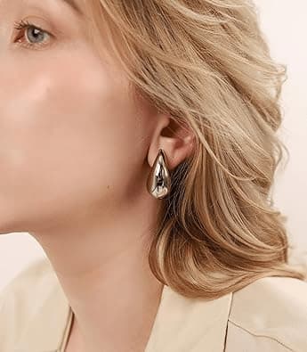 Gold Drop Hoop Earrings