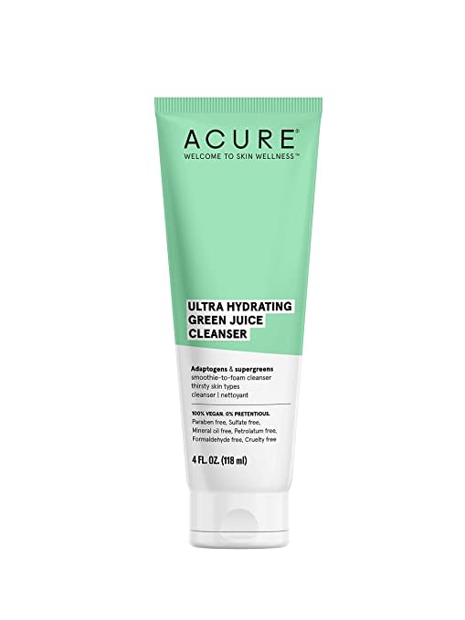 ACURE Ultra Hydrating Green Juice Cleanser | 100% Vegan | Intense Moisture for Super Thirsty Skin | Supergreens & Adaptogens - Purifies, Deep Cleanses & Refreshes | 4Fl Oz